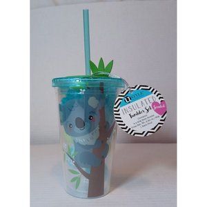 Koala Insulated Tumbler Set, w/ 4 Berry Scented Bath Bombs and Mesh Loofah, NWT